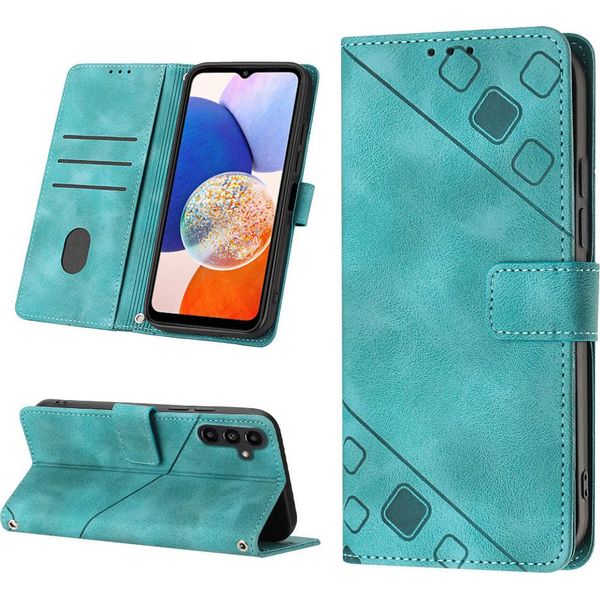 Custodia Per Samsung Galaxy A15 In Rilievo Custodia A Portafoglio In Pelle Flip Con Funzione Stand Verde-image