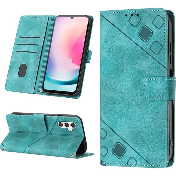 Custodia Per Samsung Galaxy A24 4G In Rilievo Custodia A Portafoglio In Pelle Flip Con Funzione Stand Verde-image