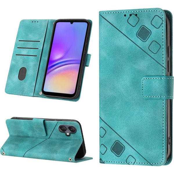 Custodia Per Samsung Galaxy A05 In Rilievo Custodia A Portafoglio In Pelle Flip Con Funzione Stand Verde-image