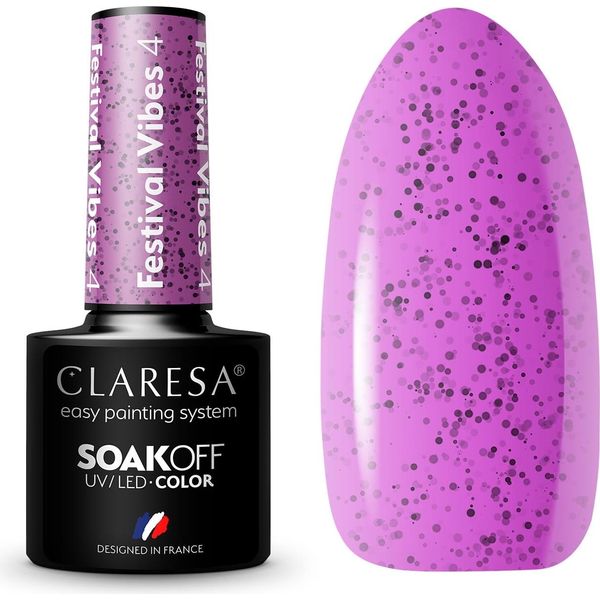 Claresa Festival Vibes Smalto Gel Uv/Led, 4,5 G - Smalto Ibrido Professionale Con Colore Intenso E Brillantezza A Lunga Durata Per Una Cura Perfetta Delle Unghie-image
