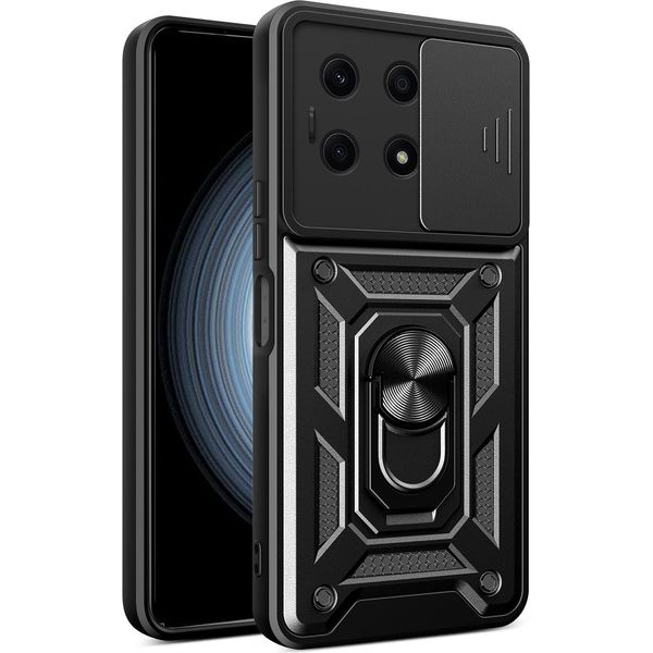 Custodia Per Honor X8A Con Anello Supporto Supporto Slitta Fotocamera Protezione Tpu Pc Hybrid Custodia Per Cellulare Nero-image