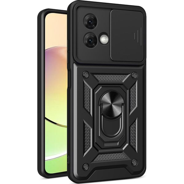 Custodia Per Motorola Moto G84 Con Anello Supporto Supporto Slitta Fotocamera Protezione Tpu Pc Hybrid Custodia Per Cellulare Nero-image