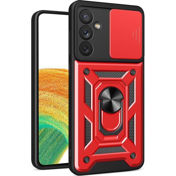 Custodia Per Samsung Galaxy A34 5G Con Anello Supporto Supporto Slitta Fotocamera Protezione Tpu Pc Ibrido Custodia Per Cellulare Rosso-image