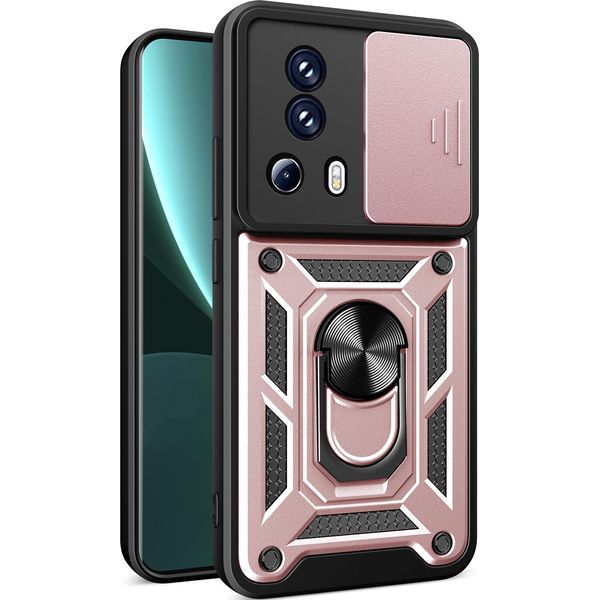 Custodia Per Xiaomi 13 Lite / Civi 2 Con Anello Supporto Supporto Scivolare Protezione Fotocamera Tpu Pc Hybrid Custodia Per Cellulare Oro Rosa-image