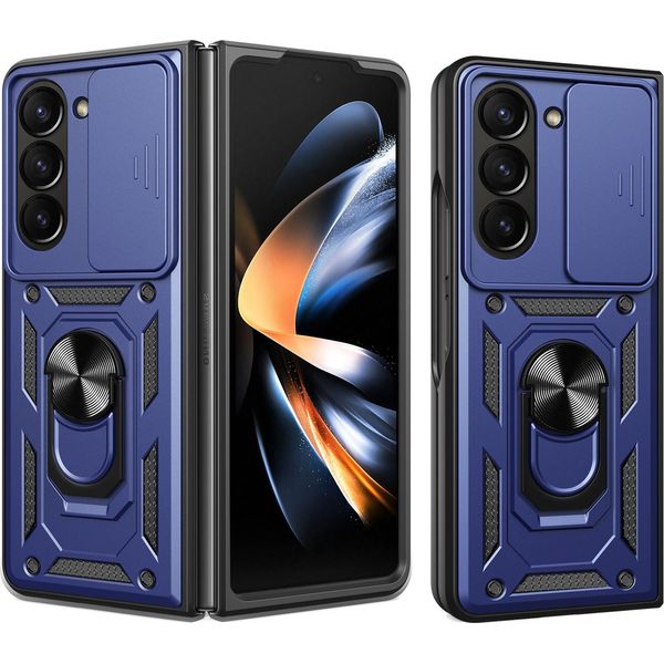 Custodia Per Samsung Galaxy Z Fold 5 Con Anello Supporto Supporto Slitta Fotocamera Protezione Tpu Pc Hybrid Custodia Per Cellulare Blu-image