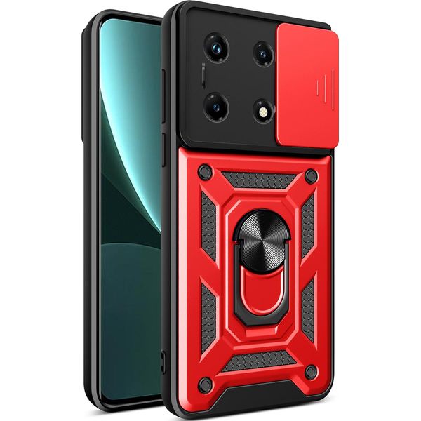 Custodia Per Infinix Note 30 Pro 4G Con Anello Supporto Supporto Scivolare Protezione Fotocamera Tpu Pc Hybrid Custodia Per Cellulare Rosso-image