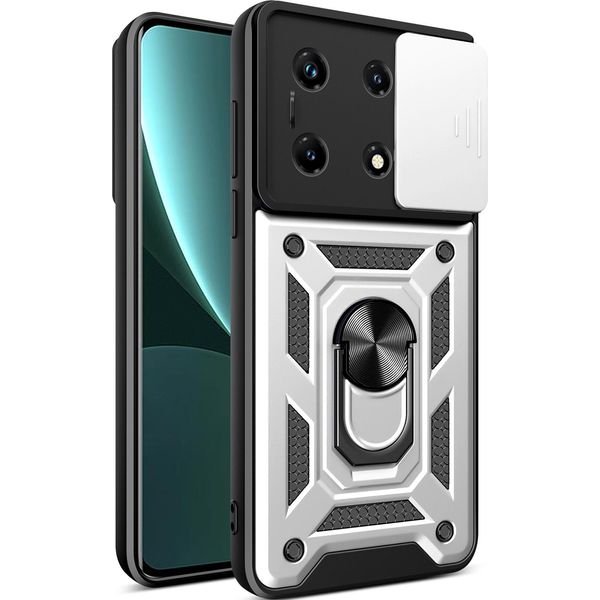 Custodia Per Infinix Note 30 Pro 4G Con Anello Supporto Supporto Scivolare Protezione Fotocamera Tpu Pc Hybrid Custodia Per Cellulare Argento-image