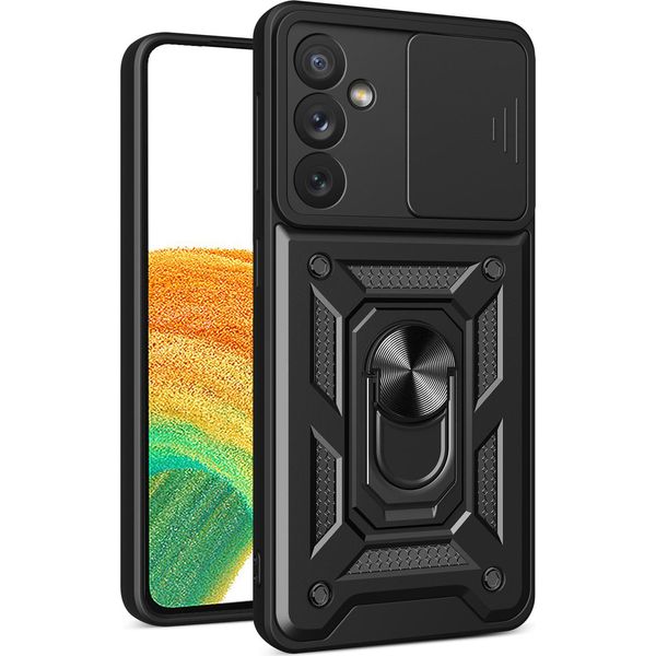 Custodia Per Samsung Galaxy A34 5G Con Anello Supporto Supporto Slitta Fotocamera Protezione Tpu Pc Hybrid Custodia Per Cellulare Nero-image