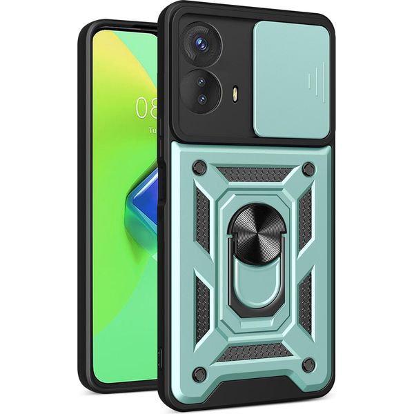 Custodia Per Motorola Moto G73 Con Anello Supporto Supporto Slitta Fotocamera Protezione Tpu Pc Hybrid Custodia Per Cellulare Verde-image