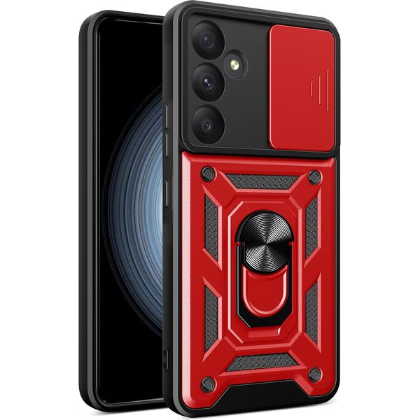 Custodia Per Samsung Galaxy A35 5G Con Anello Supporto Supporto Slitta Fotocamera Protezione Tpu Pc Ibrido Custodia Per Cellulare Rosso-image