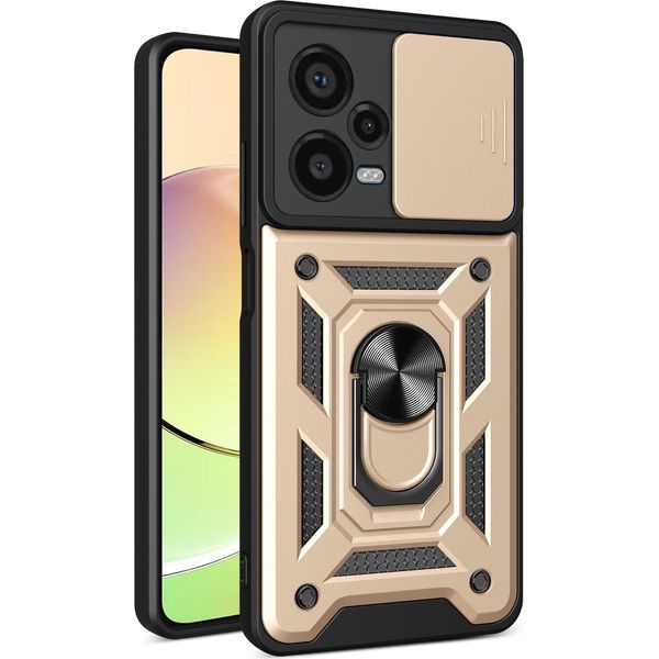 Custodia Per Xiaomi Redmi Note 12 Pro+ Con Anello Supporto Supporto Scivolare Protezione Fotocamera Tpu Pc Hybrid Custodia Per Cellulare Oro-image
