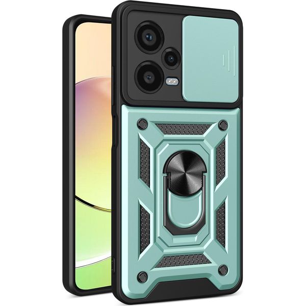 Custodia Per Xiaomi Redmi Note 12 Pro+ Con Anello Supporto Supporto Scivolare Protezione Fotocamera Tpu Pc Hybrid Custodia Per Cellulare Verde-image