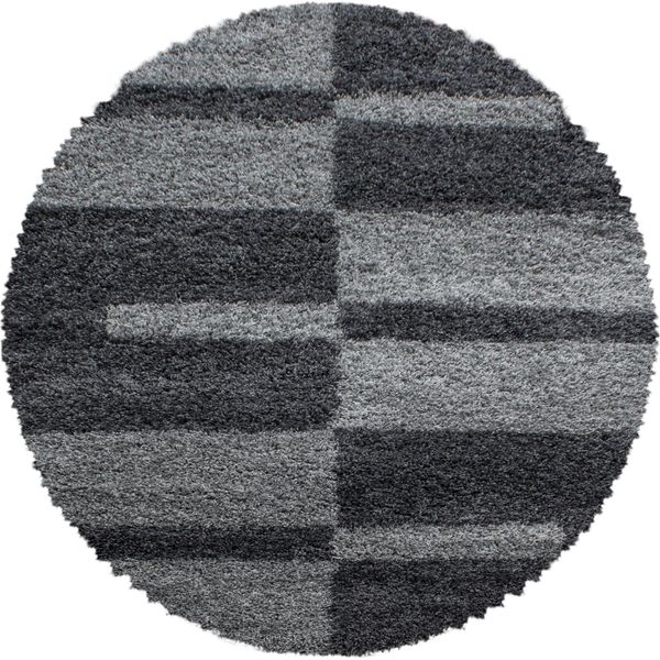 Teppium Tappeto Shaggy A Pelo Alto Design A Quadri Morbido Soffice E Accogliente Per Soggiorno Moderno, Dimensioni: 200 Cm Rotondo-image