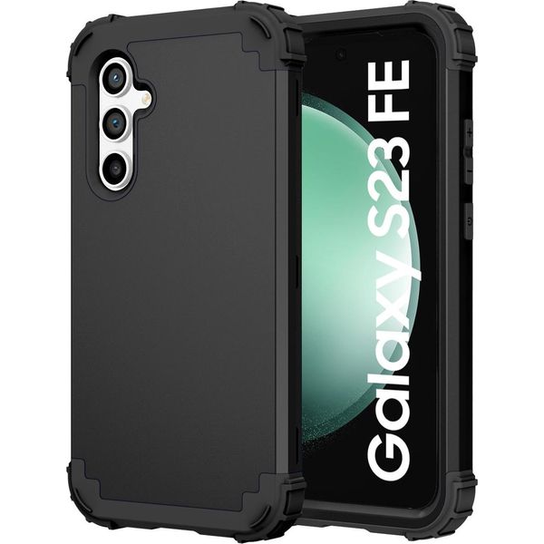 Custodia Per Samsung Galaxy S23 Fe Hybrid 3In1 Pc E Tpu Antiurto, Custodia Resistente Nera-image