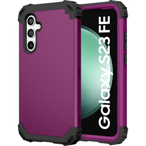 Custodia Per Samsung Galaxy S23 Fe Hybrid 3In1 Pc E Tpu Antiurto, Custodia Resistente Viola-image