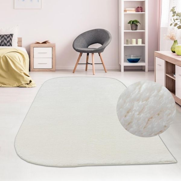 Tappeto Per Camera Da Letto Antiscivolo - Angoli Arrotondati - Crema Dimensioni - 120 X 170 Cm-image