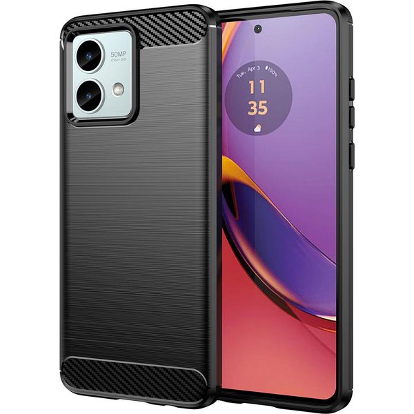 Custodia Per Motorola Moto G84 In Silicone Tpu Morbido, Fibra Di Carbonio, Custodia Protettiva Antiurto Nera-image