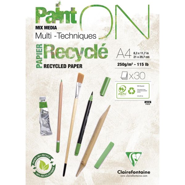 Clairefontaine 975741C Clairefontaine Paint'on Recyclé Blocco Di Carta Da Disegno, Din A4-image