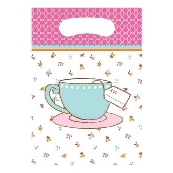 Creative Party - Sacchetti Per Feste "Tea Time Hoffmaster Group"" Confezione Da 8 Pezzi SG29119 (Taglia Unica) (Bianco/Rosa)"-image