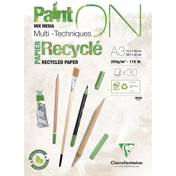 Clairefontaine 975742C Clairefontaine Paint'on Recyclé Blocco Carta Da Disegno, Din A3-image