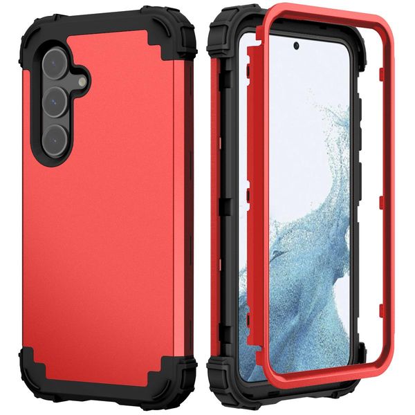 Custodia Per Samsung Galaxy S24+ Hybrid 3In1 Pc E Tpu Antiurto, Resistente Rosso-image