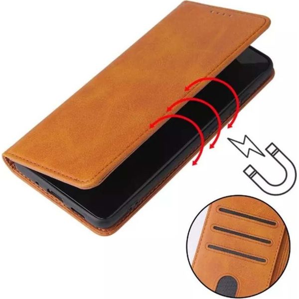 Smartphonica Samsung Galaxy A6 Plus 2018 Custodia In Pelle Con Chiusura Magnetica E Porta Carte A Libro - Marrone-image