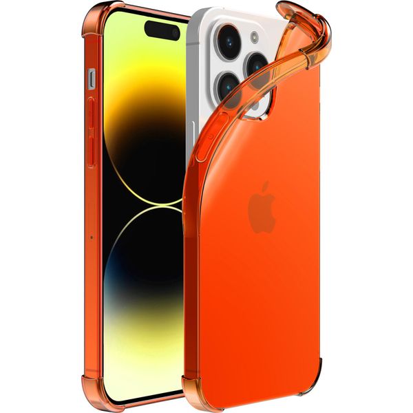 Smartphonica Iphone 14 Pro Custodia In Silicone Antiurto Trasparente Con Paracolpi - Arancione-image