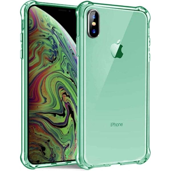Smartphonica Iphone Xs Max Custodia In Silicone Antiurto Trasparente Con Paraurti - Verde-image
