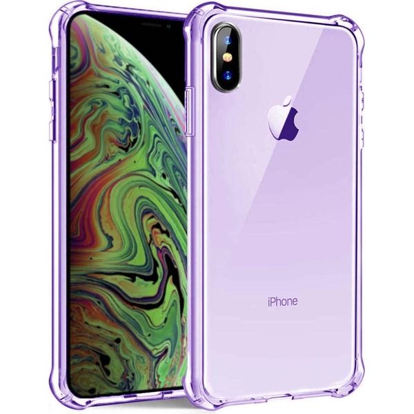 Smartphonica Iphone Xs Max Custodia In Silicone Antiurto Trasparente Con Paraurti - Viola-image