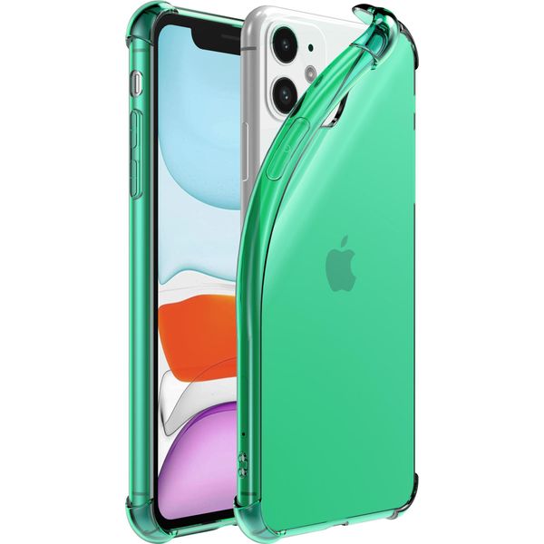 Smartphonica Iphone 11 Custodia In Silicone Antiurto Trasparente Con Paraurti - Verde-image