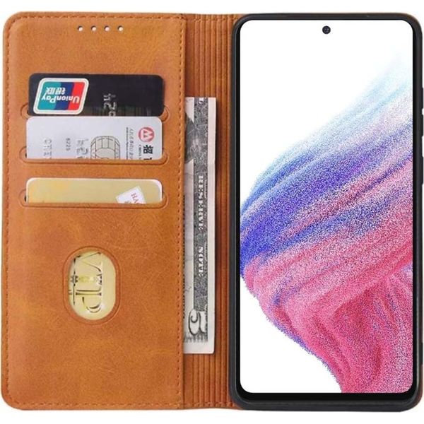 Smartphonica Samsung Galaxy A53 5G Custodia In Ecopelle Con Chiusura Magnetica E Porta Carte A Libro - Marrone-image