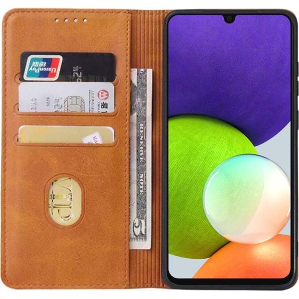 Smartphonica Samsung Galaxy A22 4G Custodia In Ecopelle Con Chiusura Magnetica E Porta Carte A Libro - Marrone-image