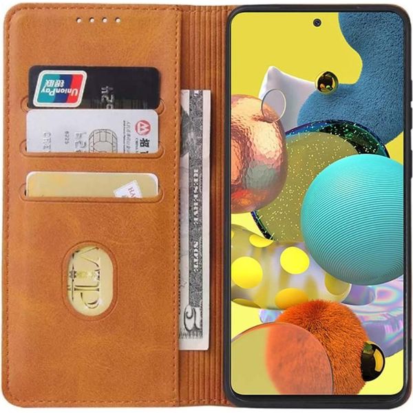 Smartphonica Samsung Galaxy A51 5G Custodia In Ecopelle Con Chiusura Magnetica E Porta Carte A Libro - Marrone-image