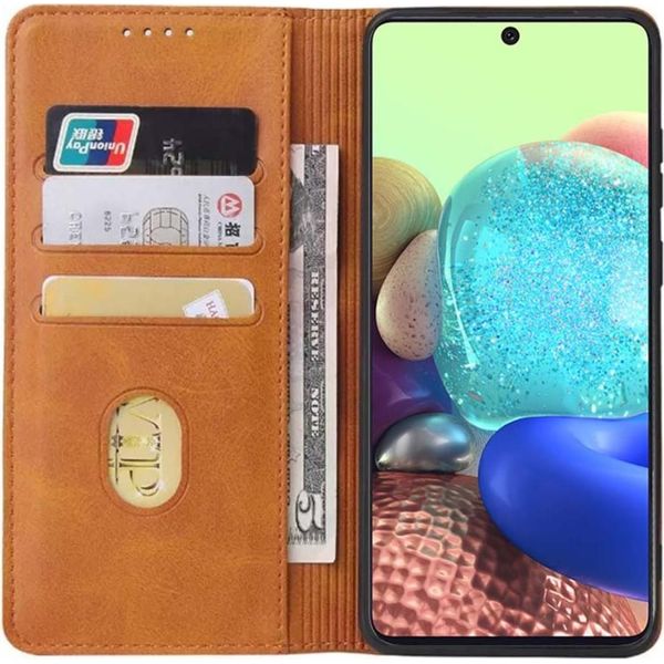 Smartphonica Samsung Galaxy A71 5G Custodia In Ecopelle Con Chiusura Magnetica E Porta Carte A Libro - Marrone-image