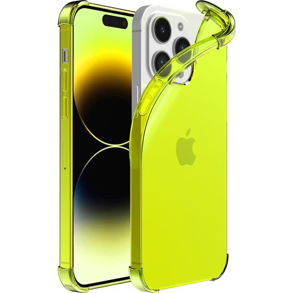 Smartphonica Iphone 14 Pro Custodia Trasparente In Silicone Antiurto Con Paracolpi - Giallo Neon-image