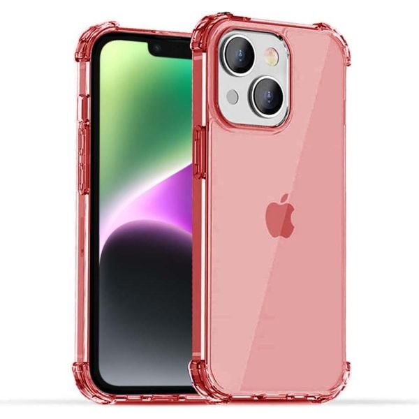 Smartphonica Iphone 14 Custodia Trasparente In Silicone Antiurto Con Paraurti - Rosso-image