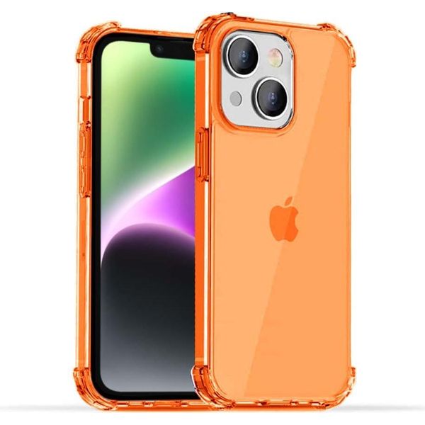 Smartphonica Iphone 14 Plus Custodia In Silicone Antiurto Trasparente Con Paraurti - Arancione-image