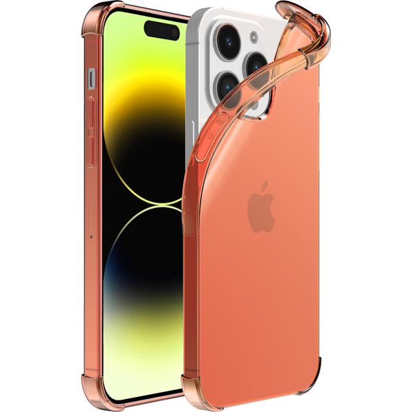 Smartphonica Iphone 14 Pro Custodia In Silicone Antiurto Trasparente Con Paraurti - Rosso-image