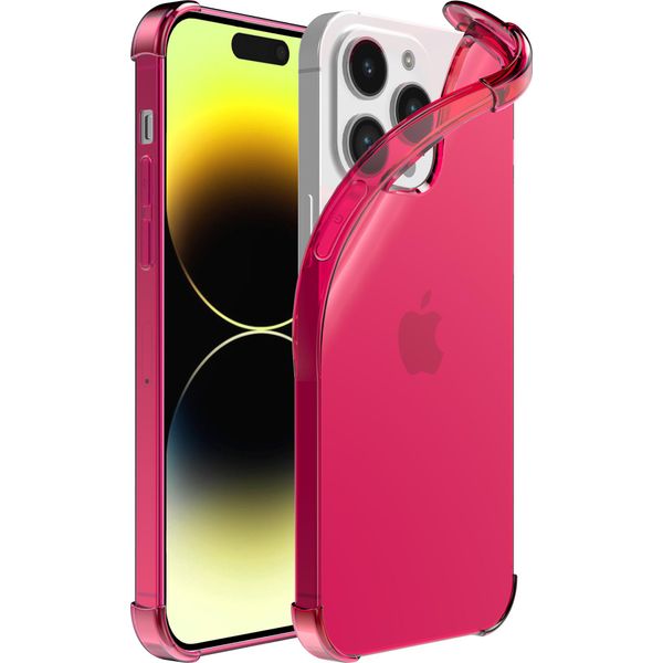 Smartphonica Iphone 14 Pro Custodia In Silicone Antiurto Trasparente Con Paracolpi - Rosa Neon-image