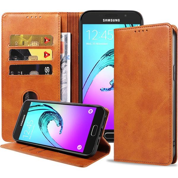 Smartphonica Samsung Galaxy A5 2016 Custodia In Pelle Con Chiusura Magnetica E Porta Carte A Libro - Marrone-image
