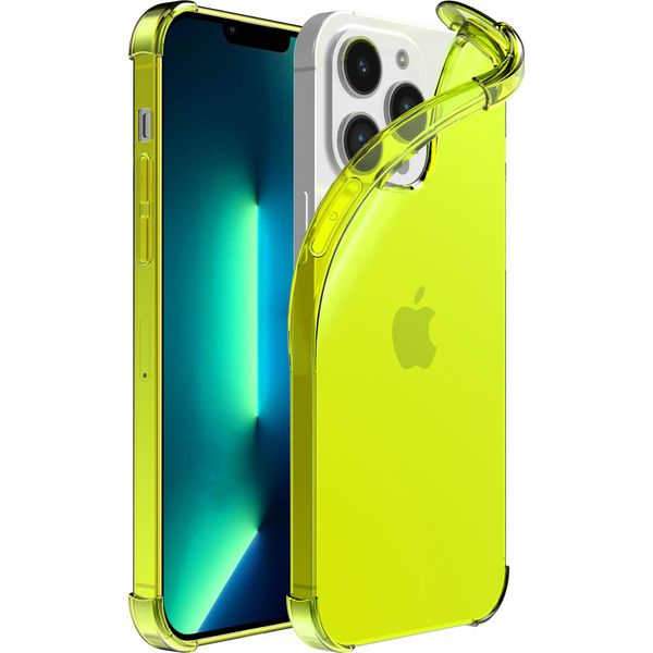 Smartphonica Iphone 13 Pro Max Custodia In Silicone Antiurto Trasparente Con Paraurti - Giallo Neon-image