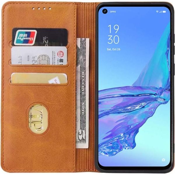 Smartphonica Oppo A53 Custodia In Pelle Con Chiusura Magnetica E Porta Carte A Libro - Marrone-image