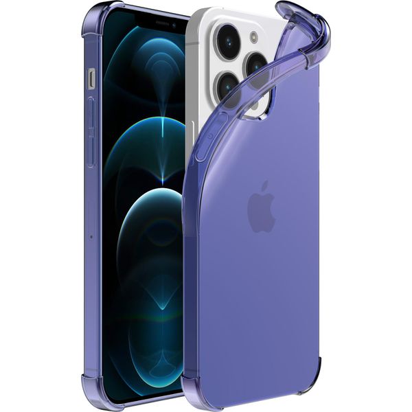 Smartphonica Iphone 12/12 Pro Custodia Trasparente In Silicone Antiurto Con Paracolpi - Blu Scuro-image