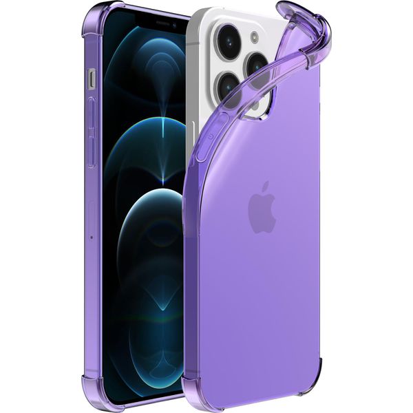 Smartphonica Iphone 12 Pro Max Custodia In Silicone Antiurto Trasparente Con Paraurti - Viola-image