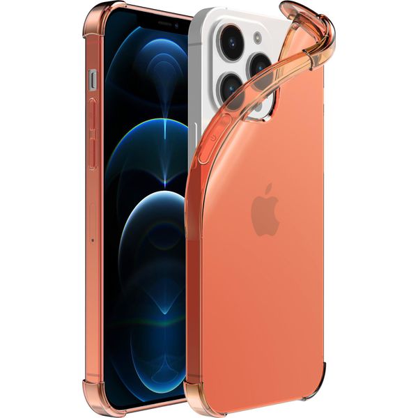 Smartphonica Iphone 12/12 Pro Custodia In Silicone Antiurto Trasparente Con Paracolpi - Rosso-image