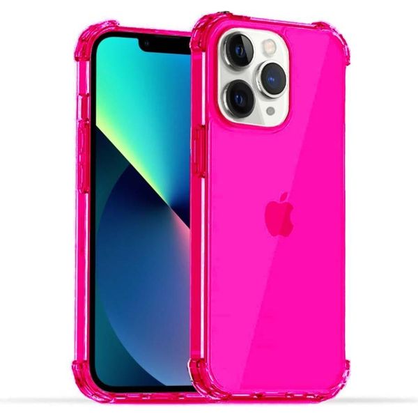Smartphonica Iphone 11 Pro Max Custodia In Silicone Antiurto Trasparente Con Paracolpi - Rosa Neon-image