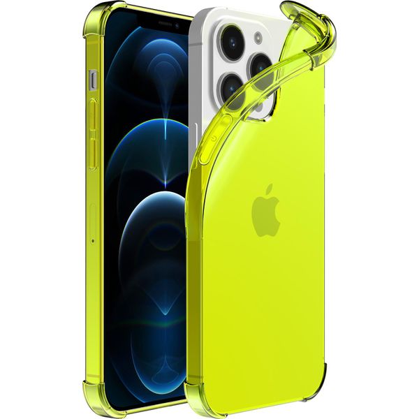 Smartphonica Iphone 12/12 Pro Custodia Trasparente In Silicone Antiurto Con Paracolpi - Giallo Neon-image