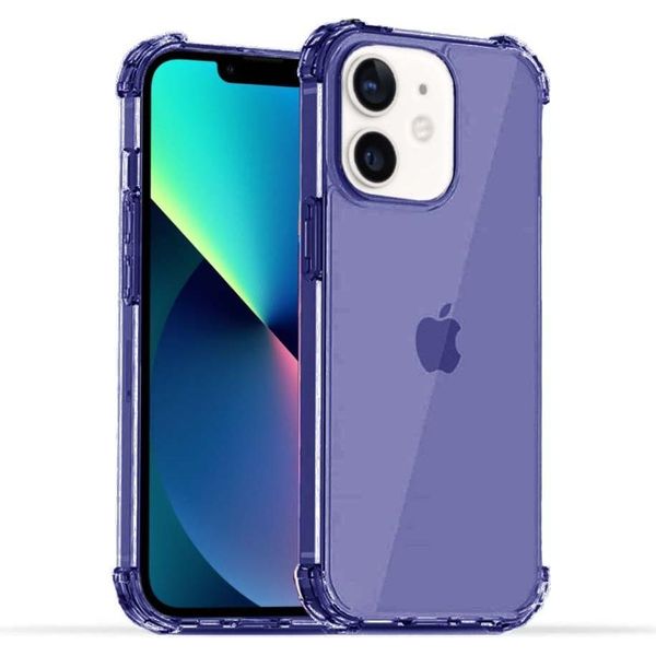 Smartphonica Iphone 12 Mini Custodia In Silicone Antiurto Trasparente Con Paraurti - Blu Scuro-image