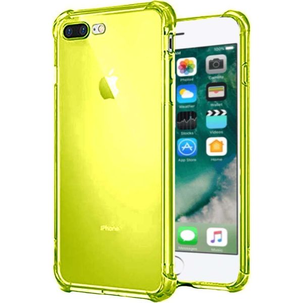 Smartphonica Iphone 7/8 Plus Custodia In Silicone Antiurto Trasparente Con Paraurti - Giallo Neon-image