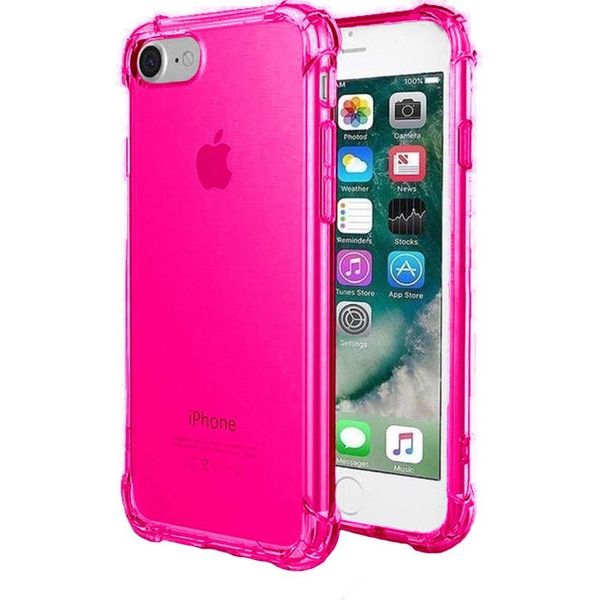 Smartphonica Custodia In Silicone Antiurto Trasparente Per Iphone 6/6S Con Paracolpi - Rosa Neon-image